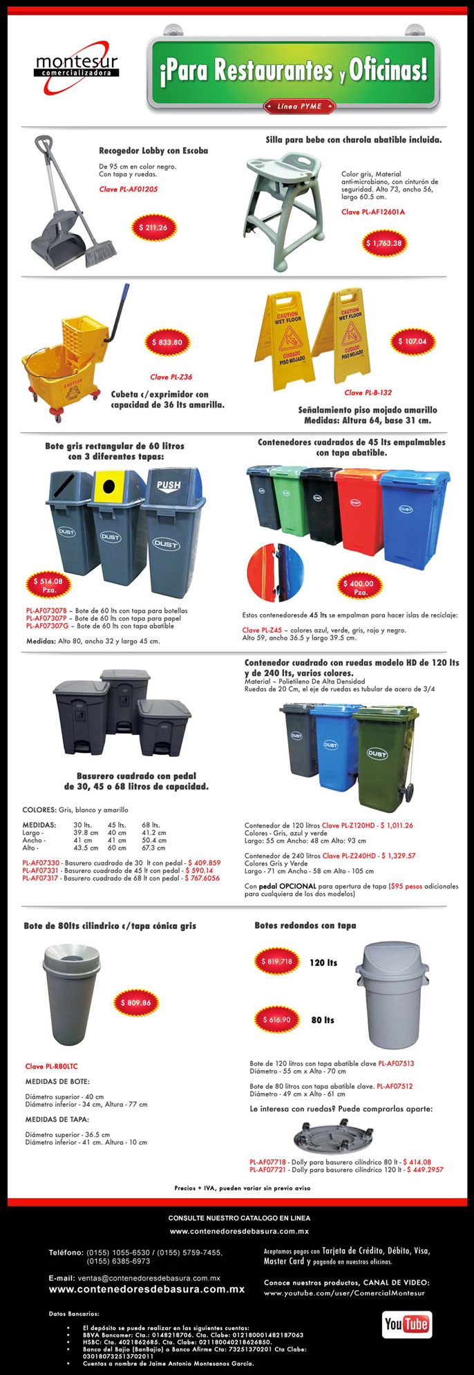 Botes de Basura Estra, Botes de Basura de Plastico, Contenedores de