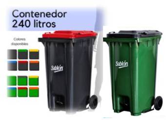 Contenedor de basura Sablon con pedal y tapa 240lts